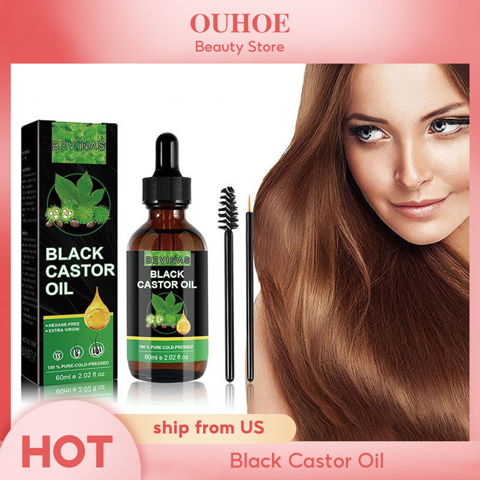 Hair Growth Serum Oil - Black Castor Oil Nourishes Hair Growth