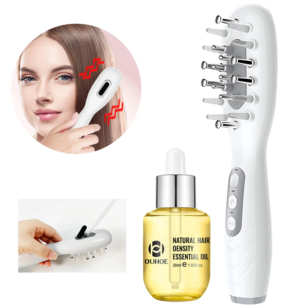 Hair Growth Serum Oil - Electric EMS Scalp Massager Comb LED