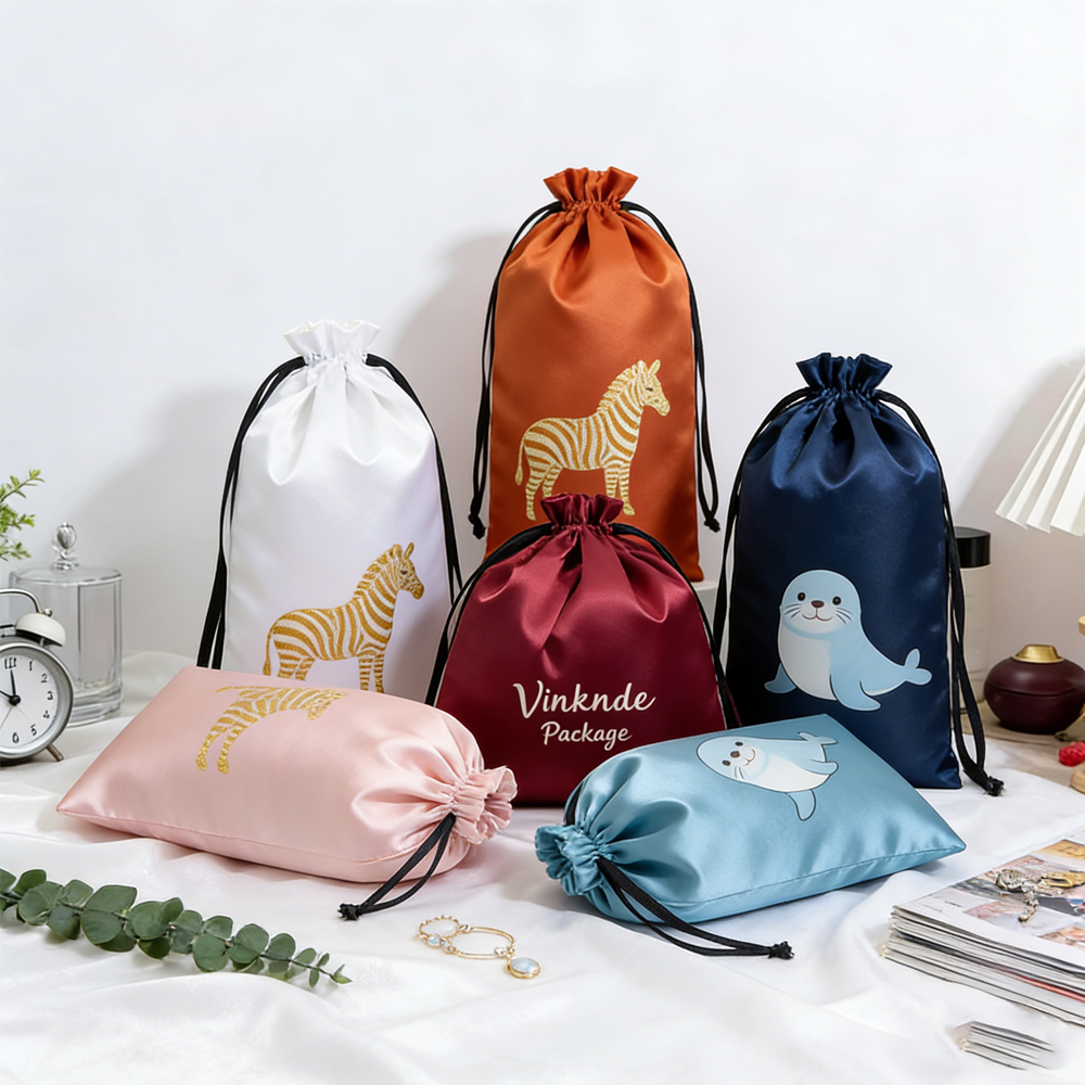 Hair Care Logo - Custom Logo 25x30cm Silk Satin Drawstring