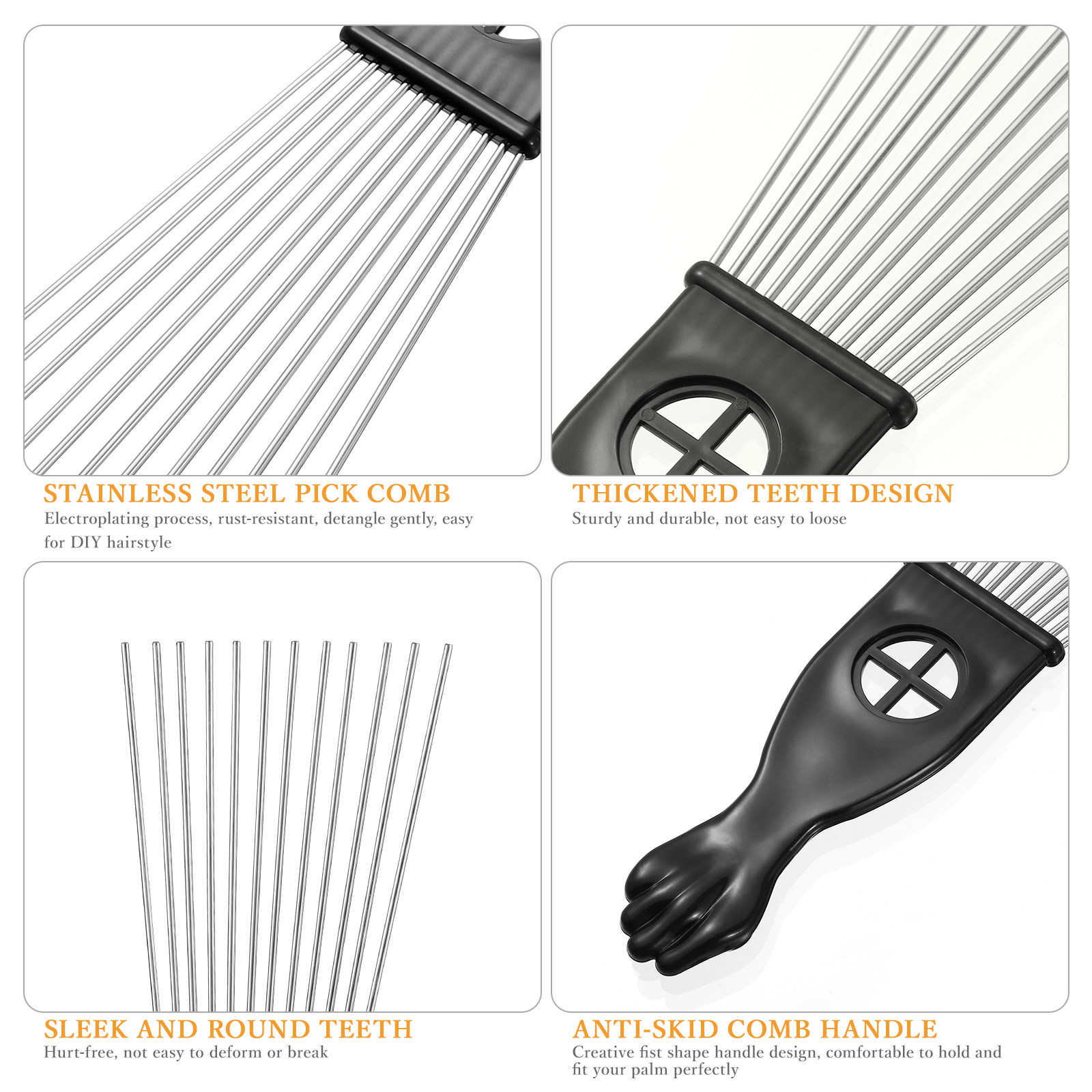 Metal Styling Pick Comb 2pcs F - Detangling Wide Comb recensione e prezzo