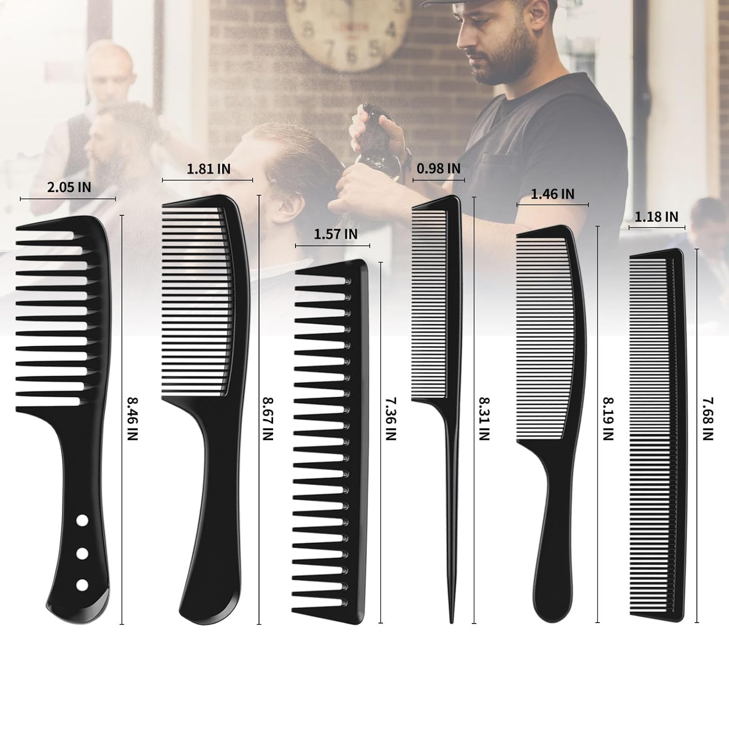 6 PCS Hair Comb Set Black, Dur - Detangling Wide Comb recensione e prezzo